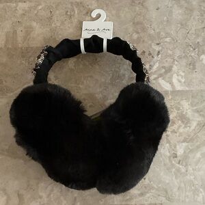 Anna & Ava Elegant Black Faux Fur Earmuffs
